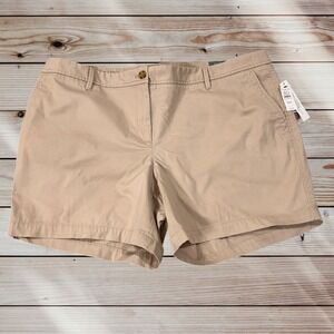 New Talbots Supersoft Chino Shorts Women 18WP Plus Petite Khaki Tan Cotton Blend